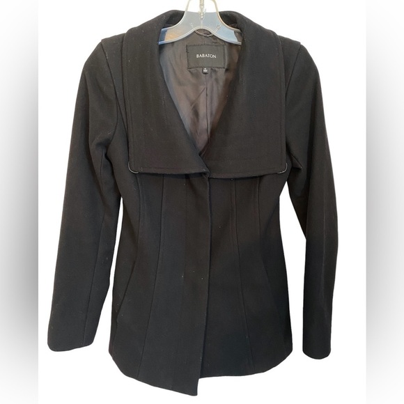 Babaton Wool  Blend Black Quincy Modern TrenchCoat Ladies XSM - Picture 1 of 16